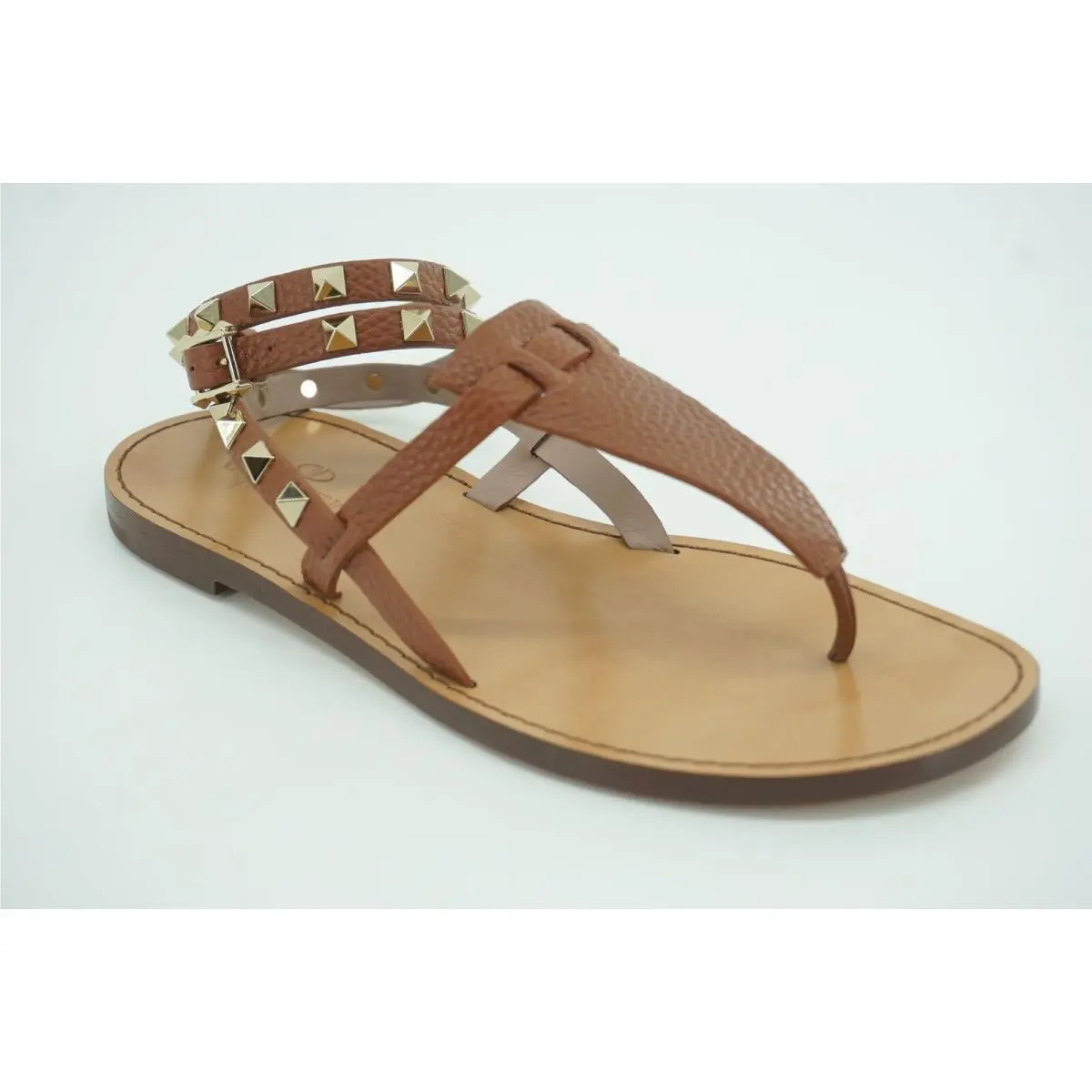 Valentino shoes - Rockstud Ankle-Wrap Thong RW0S0534 - Rockstud Thong - Cognac - Brown (UPC: 8053341809469) 9