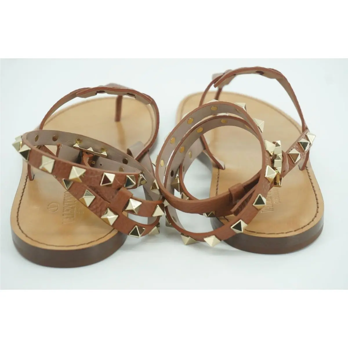 Valentino shoes - Rockstud Ankle-Wrap Thong RW0S0534 - Rockstud Thong - Cognac - Brown (UPC: 8053341809469) 10