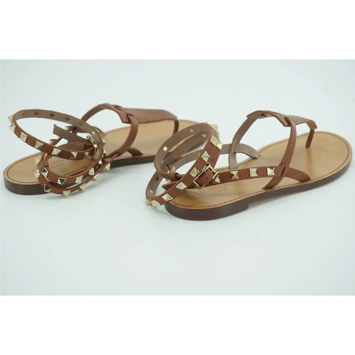 Valentino shoes - Rockstud Ankle-Wrap Thong RW0S0534 - Rockstud Thong - Cognac - Brown (UPC: 8053341809469) 0