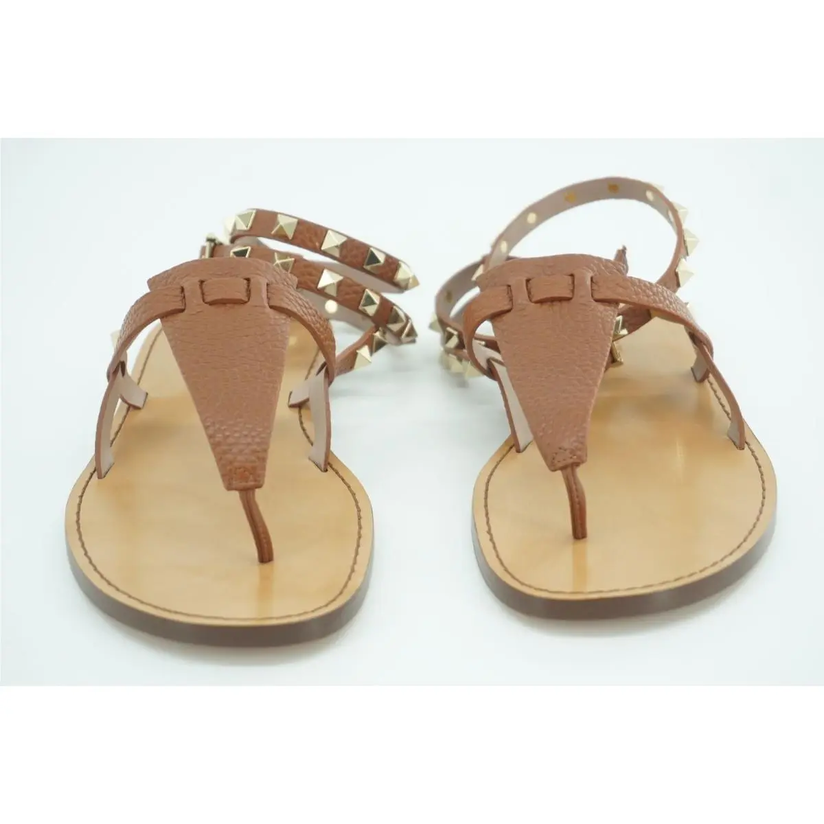 Valentino shoes - Rockstud Ankle-Wrap Thong RW0S0534 - Rockstud Thong - Cognac - Brown (UPC: 8053341809469) 1