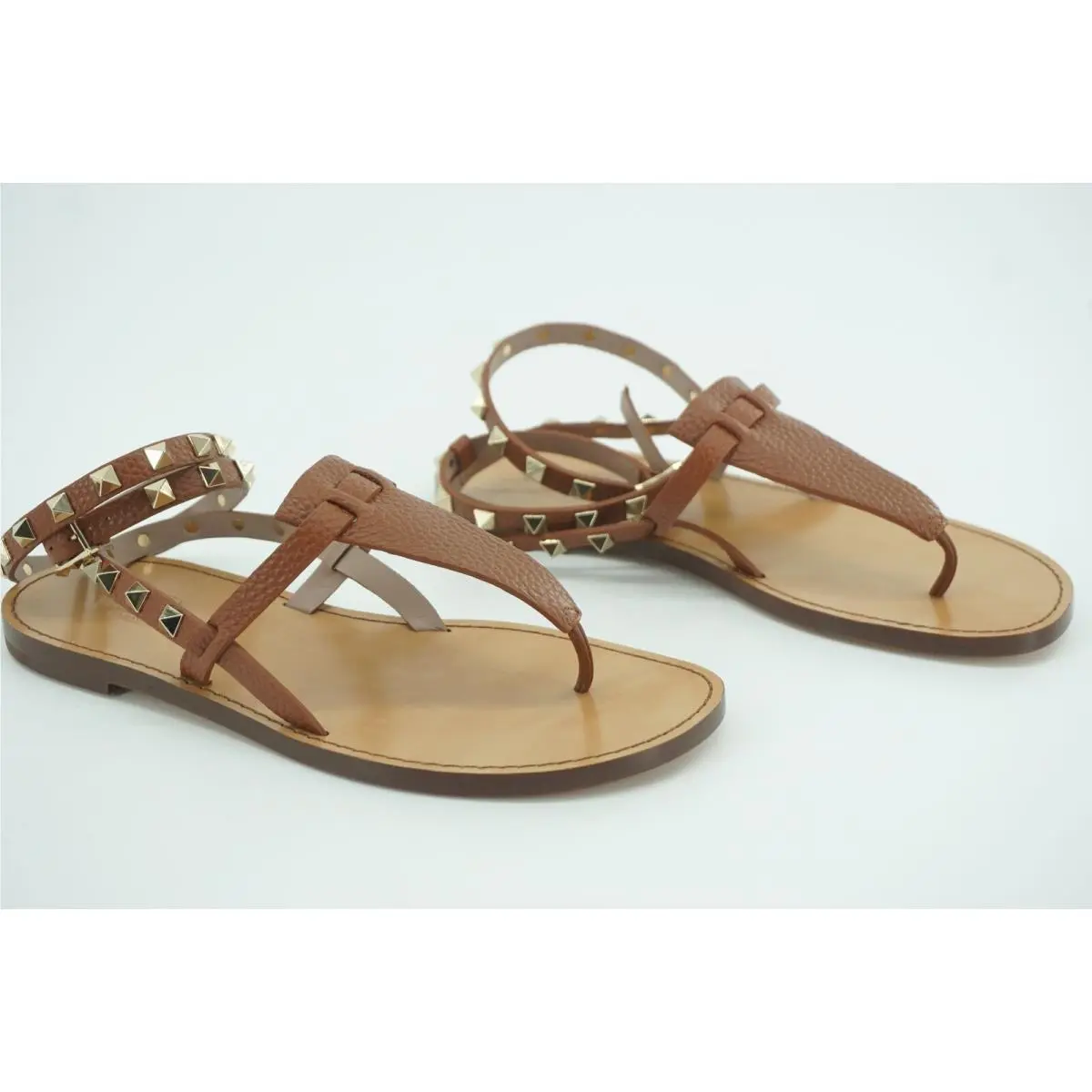 Valentino shoes - Rockstud Ankle-Wrap Thong RW0S0534 - Rockstud Thong - Cognac - Brown (UPC: 8053341809469) 2