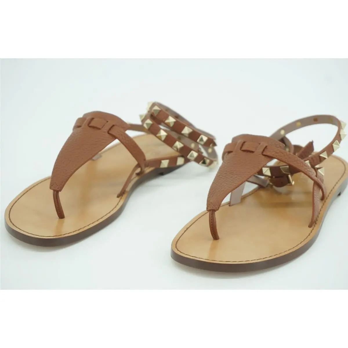 Valentino shoes - Rockstud Ankle-Wrap Thong RW0S0534 - Rockstud Thong - Cognac - Brown (UPC: 8053341809469) 3