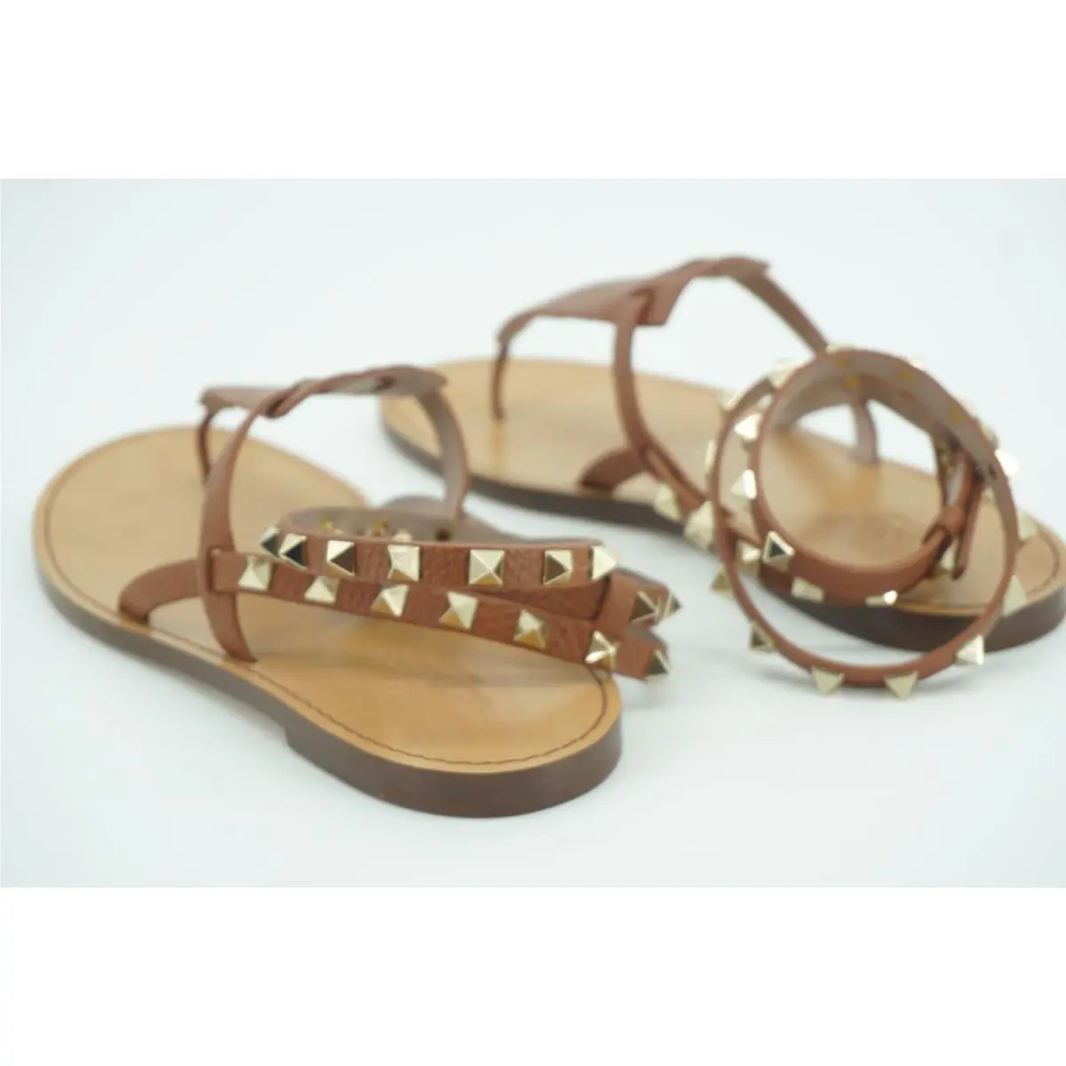 Valentino shoes - Rockstud Ankle-Wrap Thong RW0S0534 - Rockstud Thong - Cognac - Brown (UPC: 8053341809469) 7