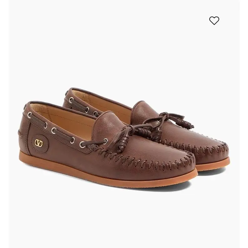 Last Valentino Garavani Palm Avenue Buffalo Leather Boat Shoes Brn Eu 44 US 11