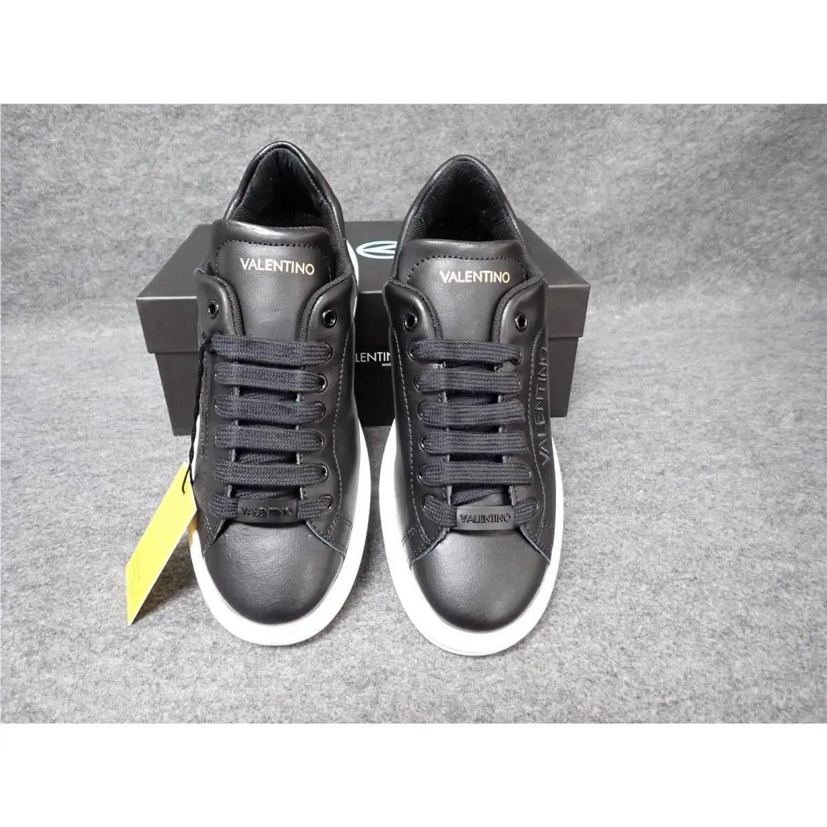 Valentino Freesia Italian Leather Sneakers Black Womens Size 9.5 SS32