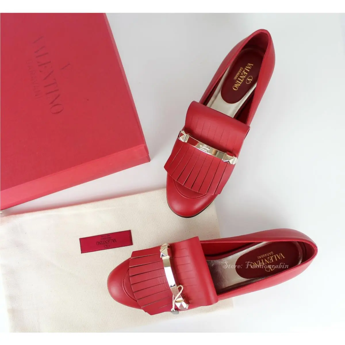Valentino Garavani Rockstud Uptown Fringed Leather Loafer EUR37.5