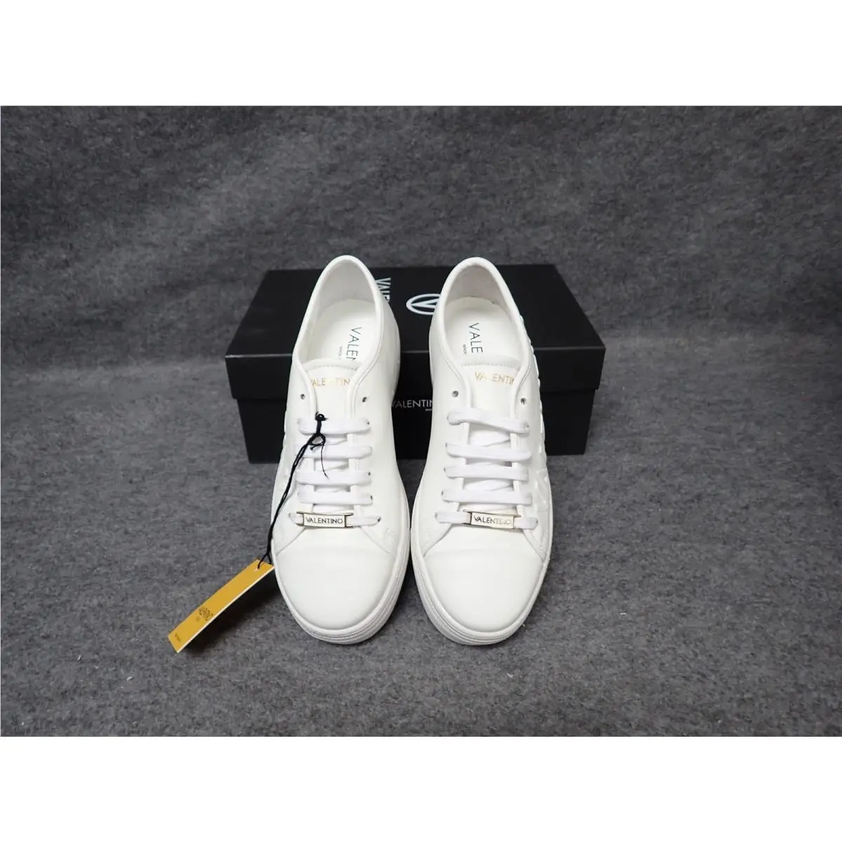 Valentino Dalia Embossed Italian Leather Sneakers White Women`s 6.5 SS86