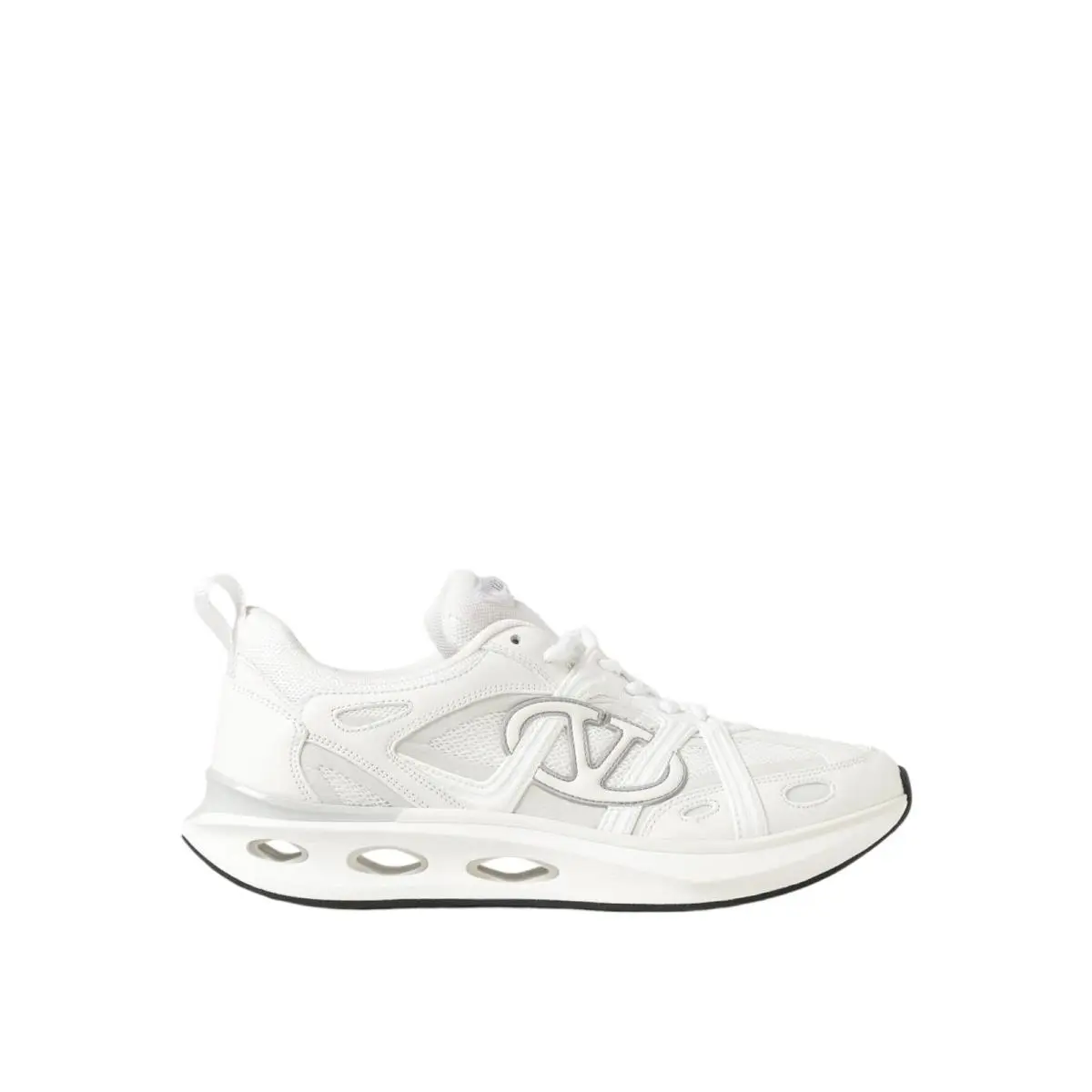 Valentino Vlogo Easyjog Leather Trimmed Mesh Sneakers in White Size 40
