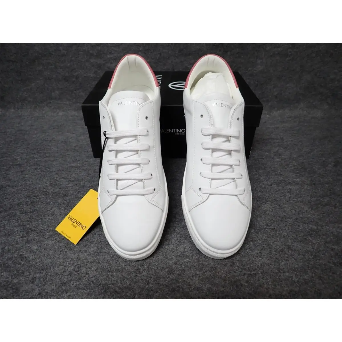 Valentino Petra Italian Leather Platform Sneaker White-pink Womens 10 SS54