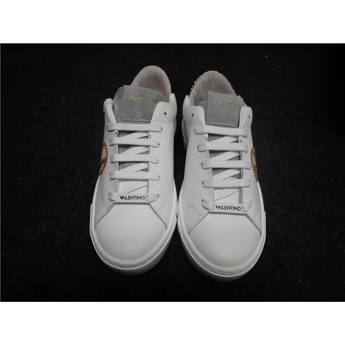 Women`s Valentino Laura Italian Leather Sneakers US7 White Gold SS2