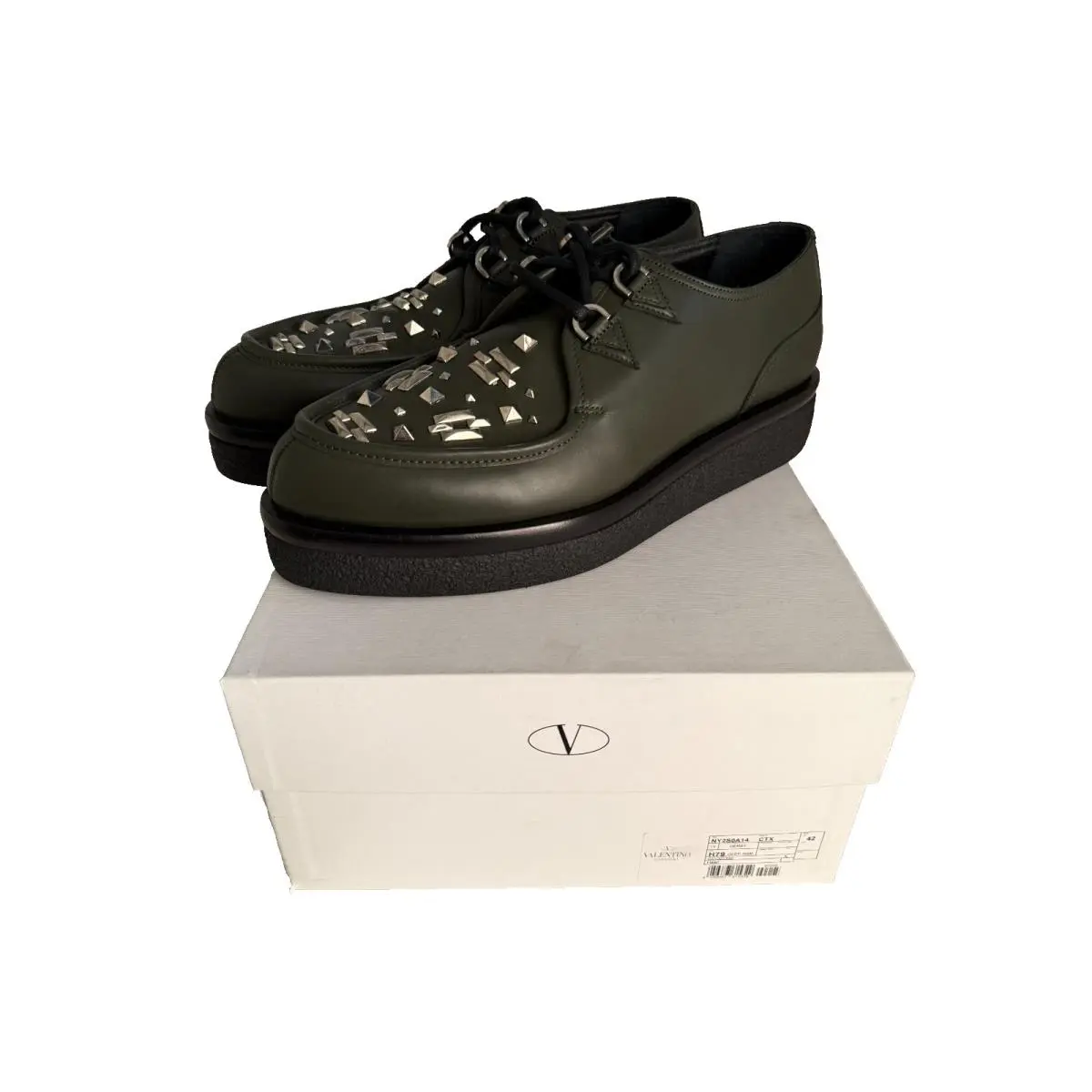 Valentino shoes - Valentino Garavani NY2S0A14 - Garavani - NY2S0A14 CTX H79 - Dark Green/Black Gunmetal Gray (UPC: 8056687615329) 2