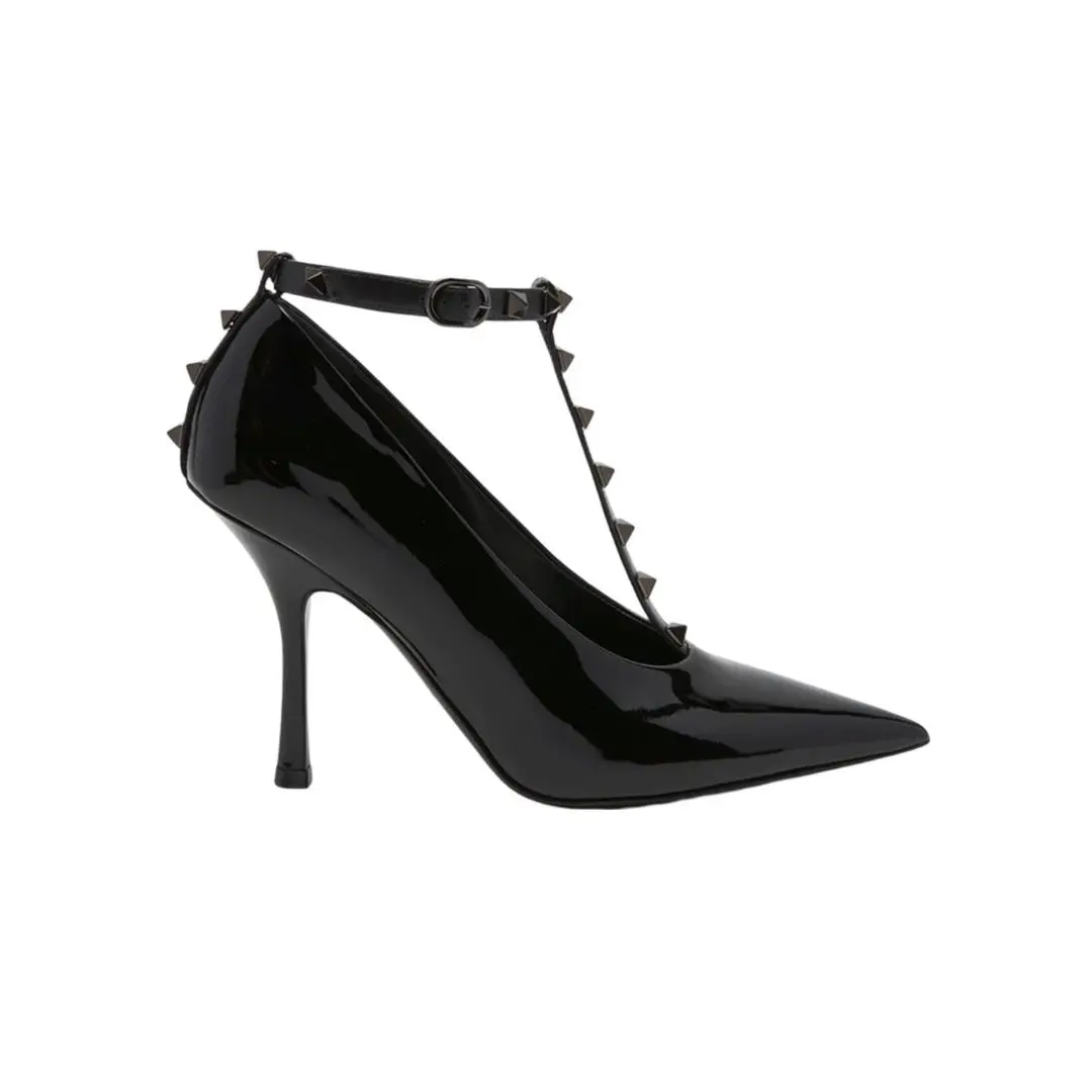 Valentino Garavani Rockstud Patent T-strap Pumps Size 8.5 - Black