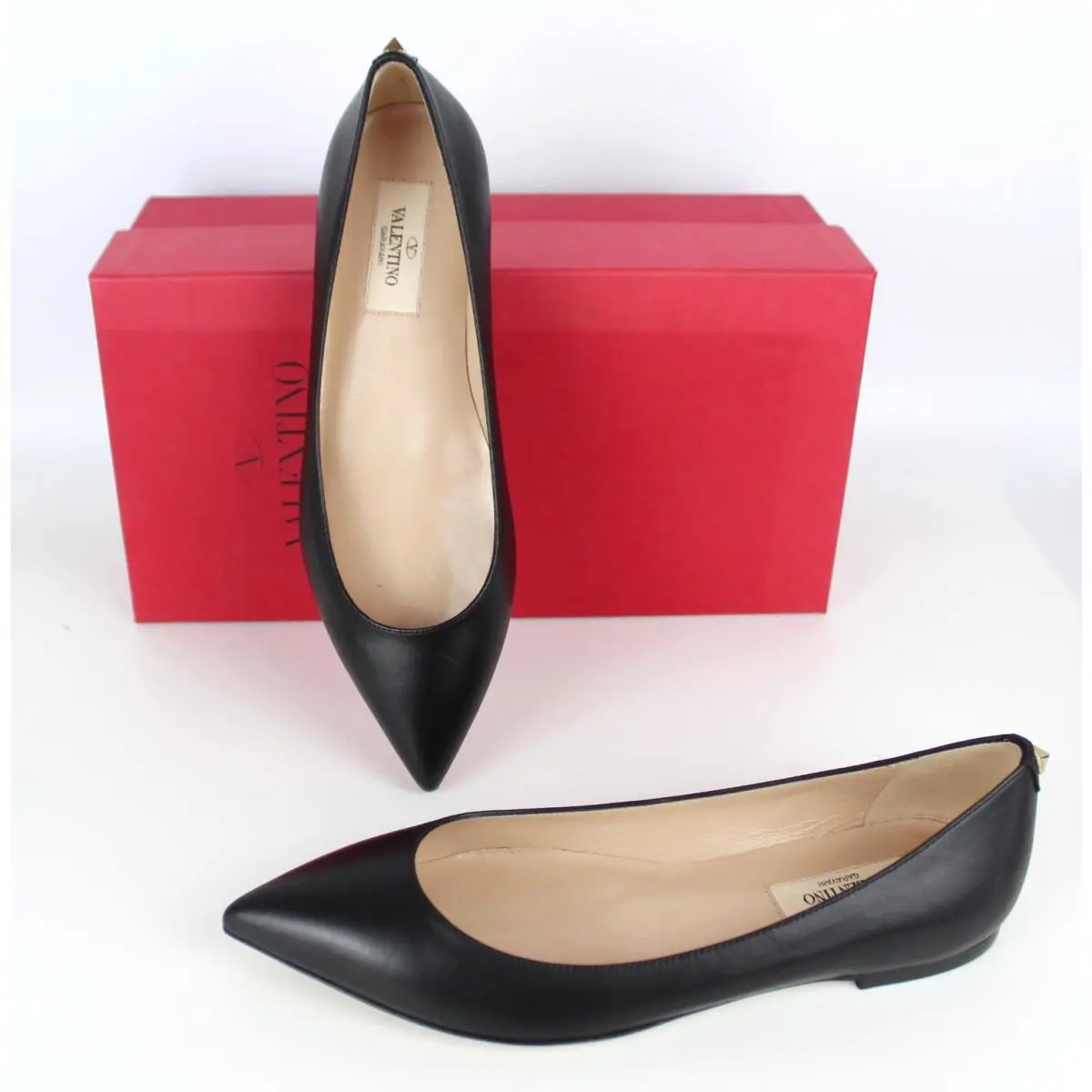Valentino Garavani One Rockstud Ballet Flats Shoes Black EU 36