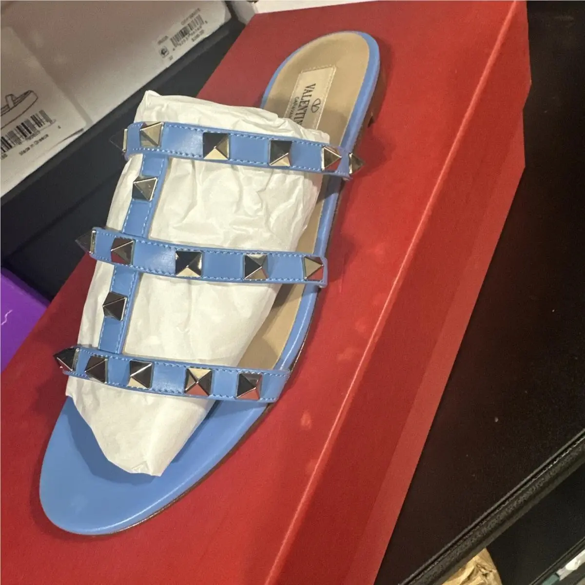 Valentino Garavani Rockstud Pvc Jelly Thong Slide Sandals 5 US/35 EU