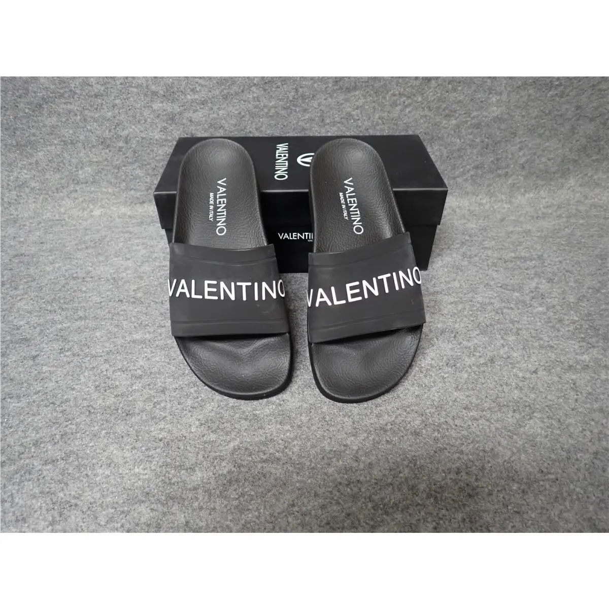 Valentino Iride Italian Leather Slide Sandals Black Women`s Size 4 BR11