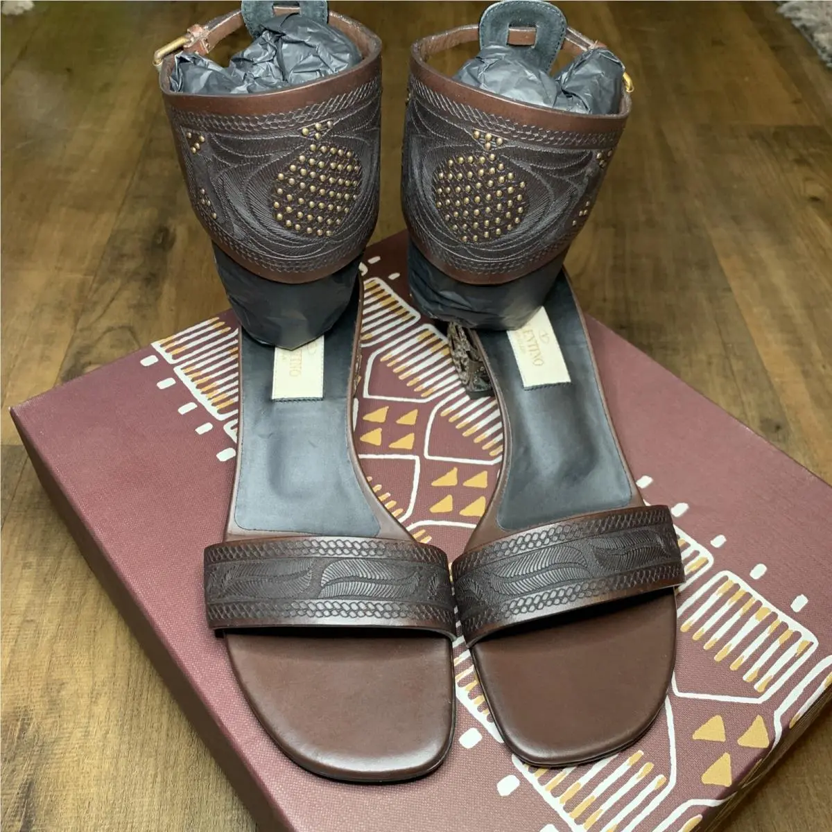 Valentino shoes - Valentino Vachetta Ankle-Cuff - Vachetta - Brown Black (UPC: 8054527517703) 0