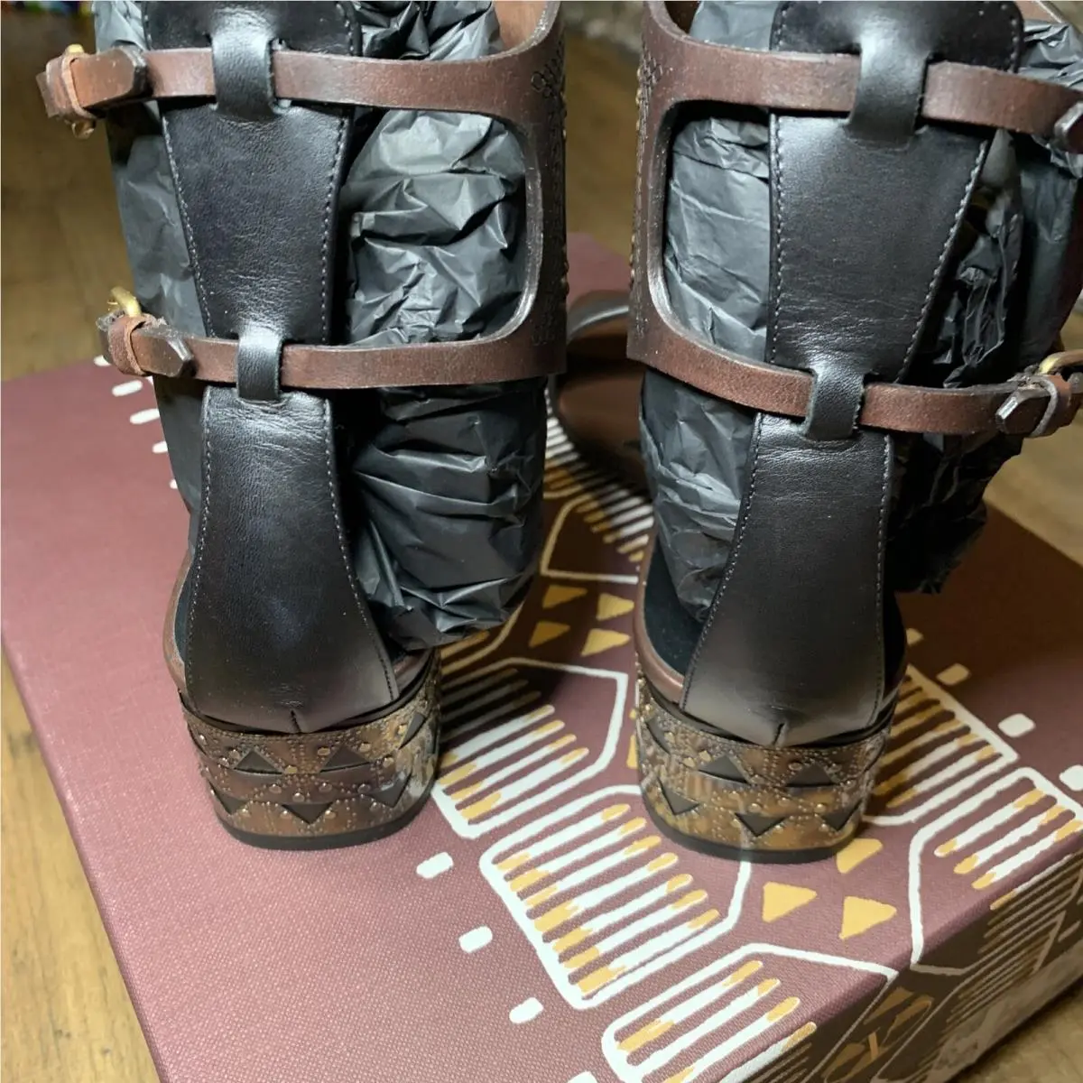 Valentino shoes - Valentino Vachetta Ankle-Cuff - Vachetta - Brown Black (UPC: 8054527517703) 3