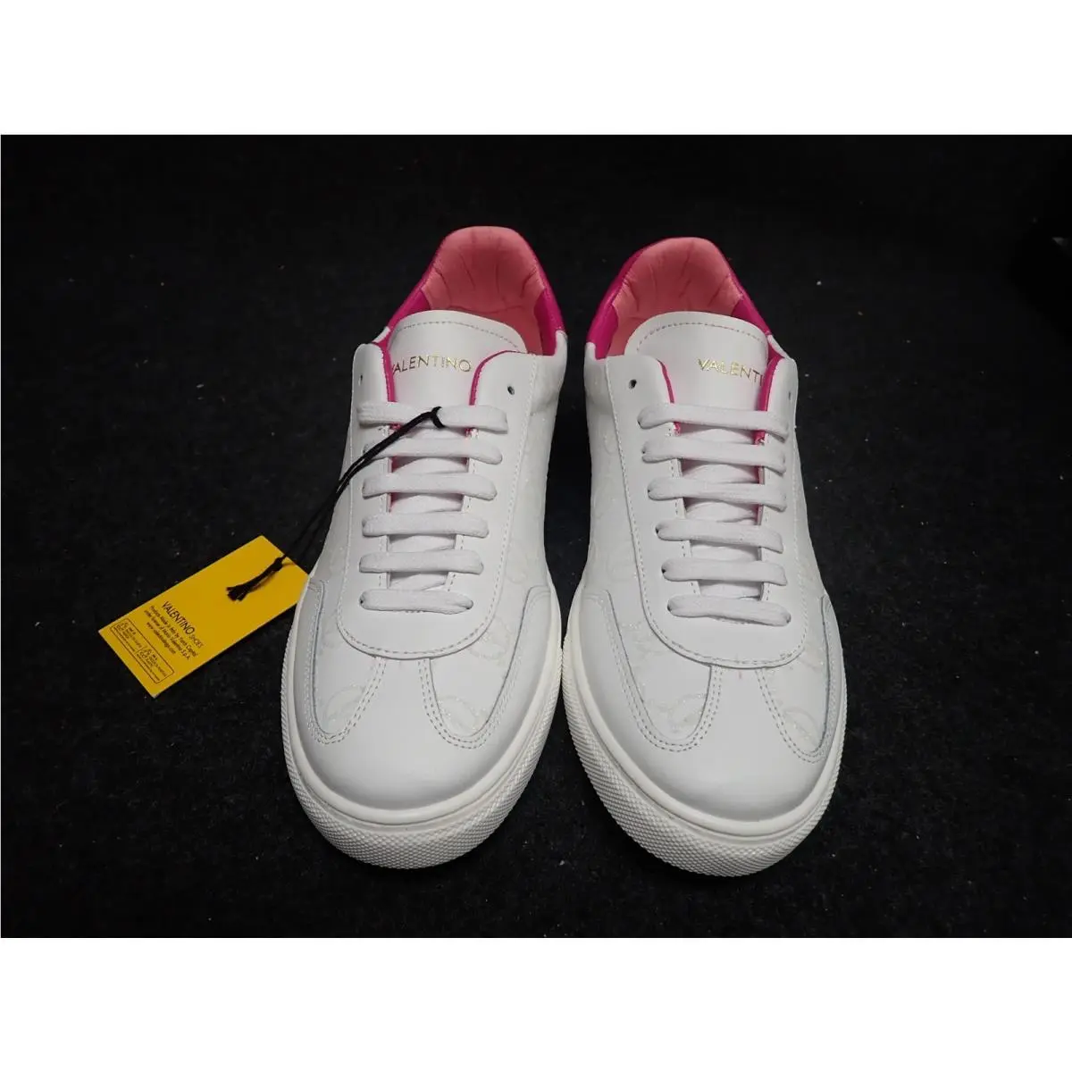 Women`s Valentino Giuditta Italian Leather Sneakers US10 White Fuxia SS23