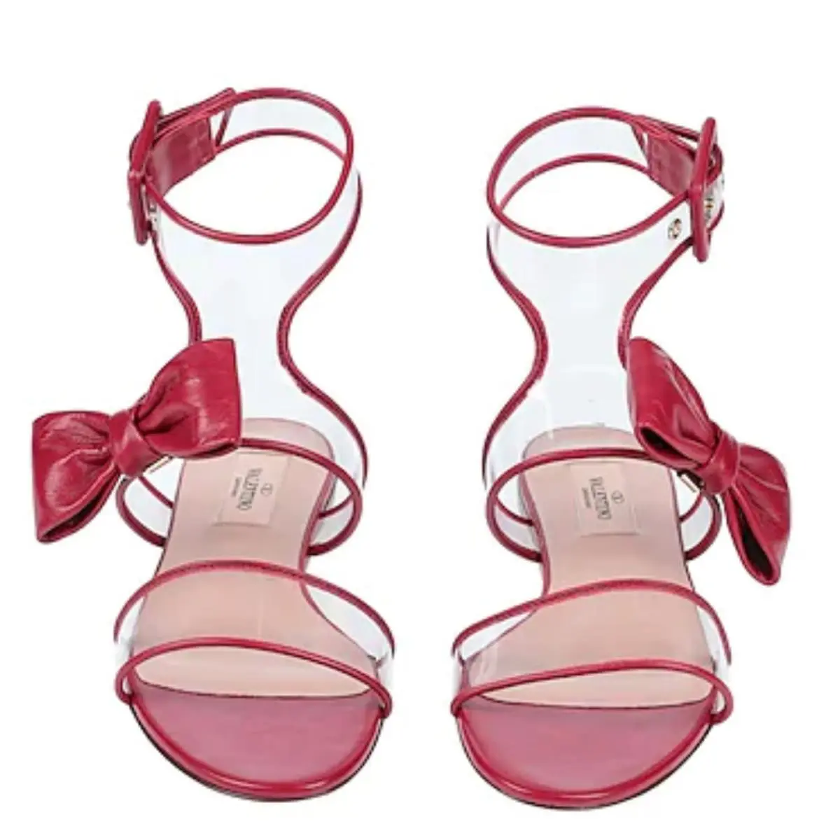Valentino Garavani Sandal Shoes Bordo Red Clear Dolly Bow 38.5 / 7.5US