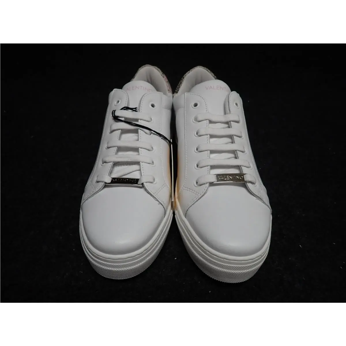Women`s Valentino Petra Italian Leather Sneakers US9.5 White-pink SS81