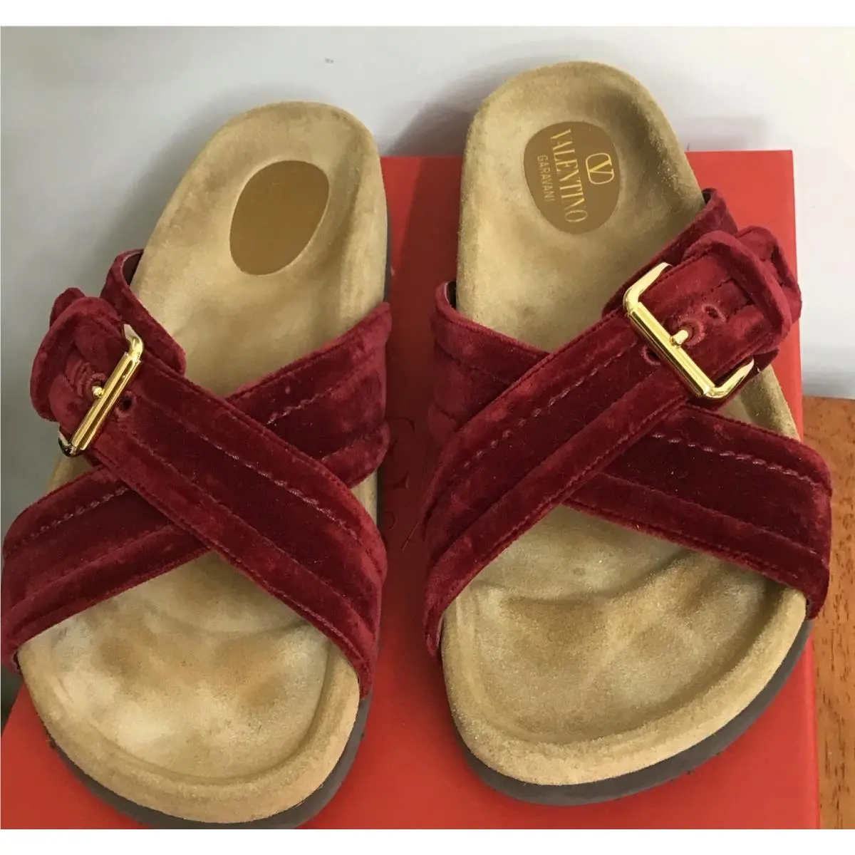Valentino shoes - Suede Slide - Suede Slide - Red 1