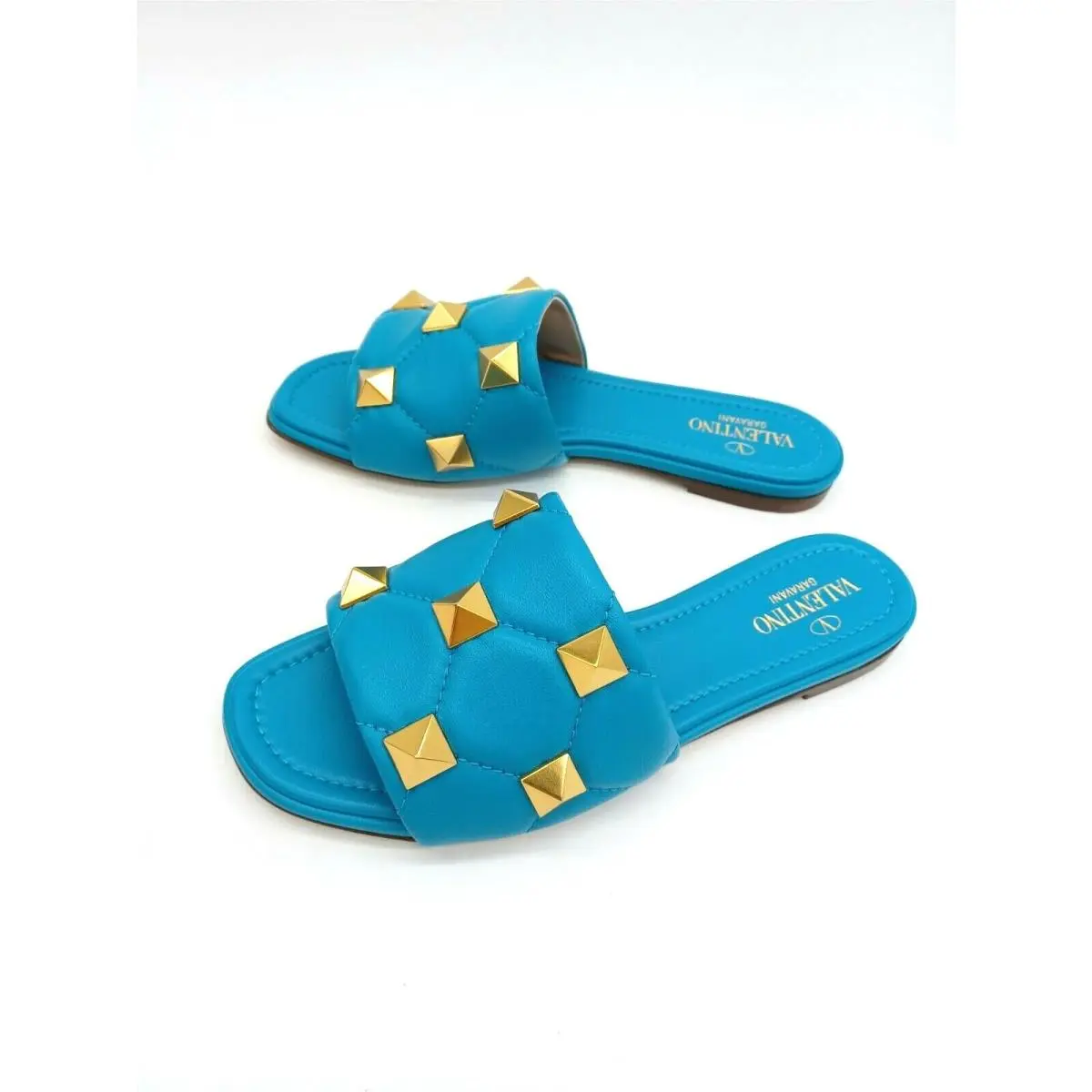 Valentino shoes - Valentino Garavani Roman Stud Matelassé - Sky Blue 3