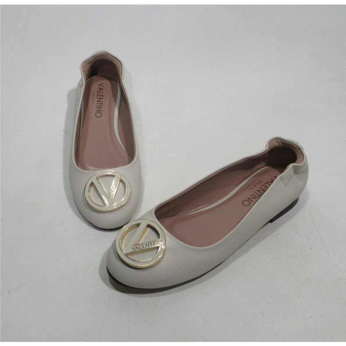 Valentino Mario Valentino Calliope Leather Ballet Flats Size 7 Cream