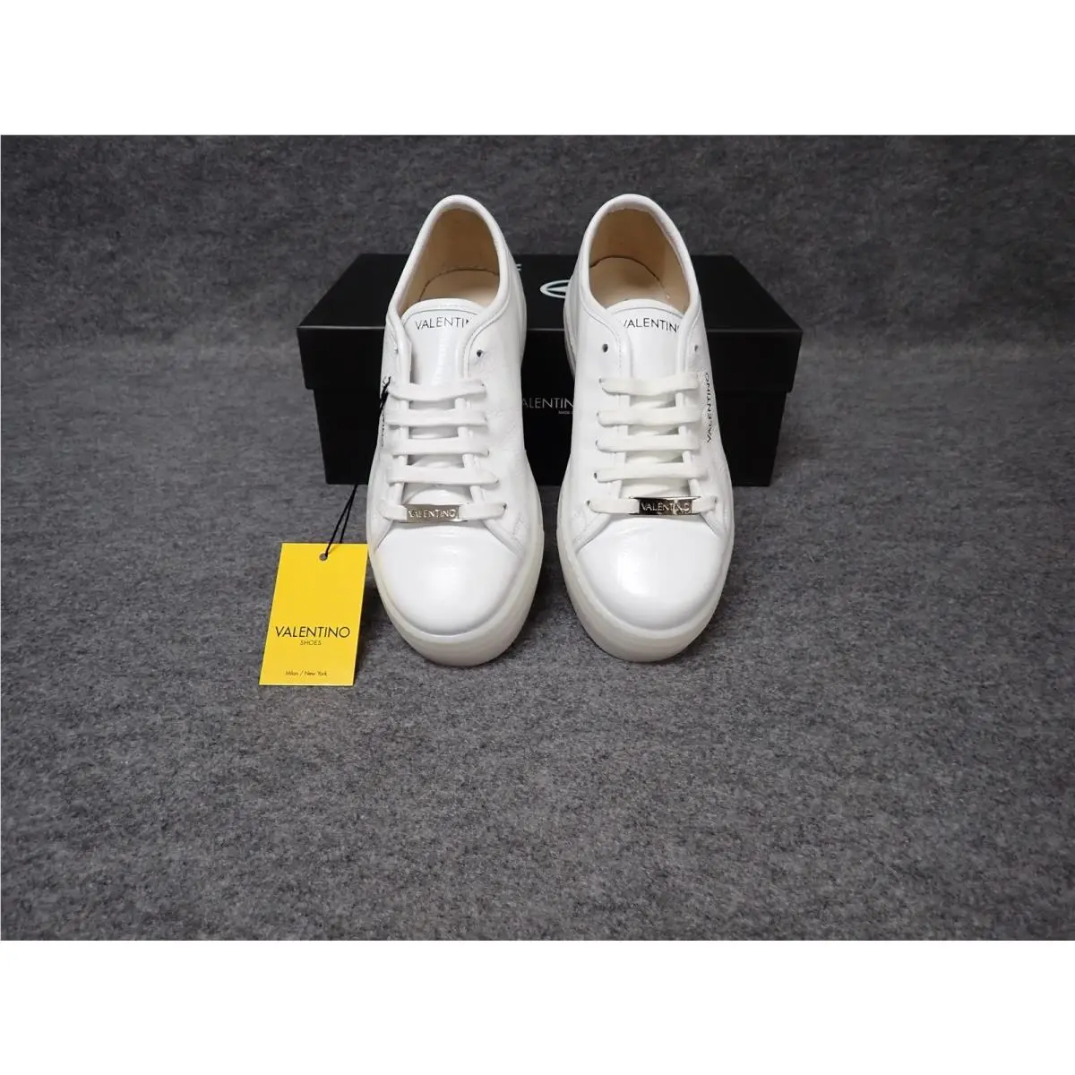 Valentino Dalia Italian Leather Platform Sneakers White Women`s 10 SS31