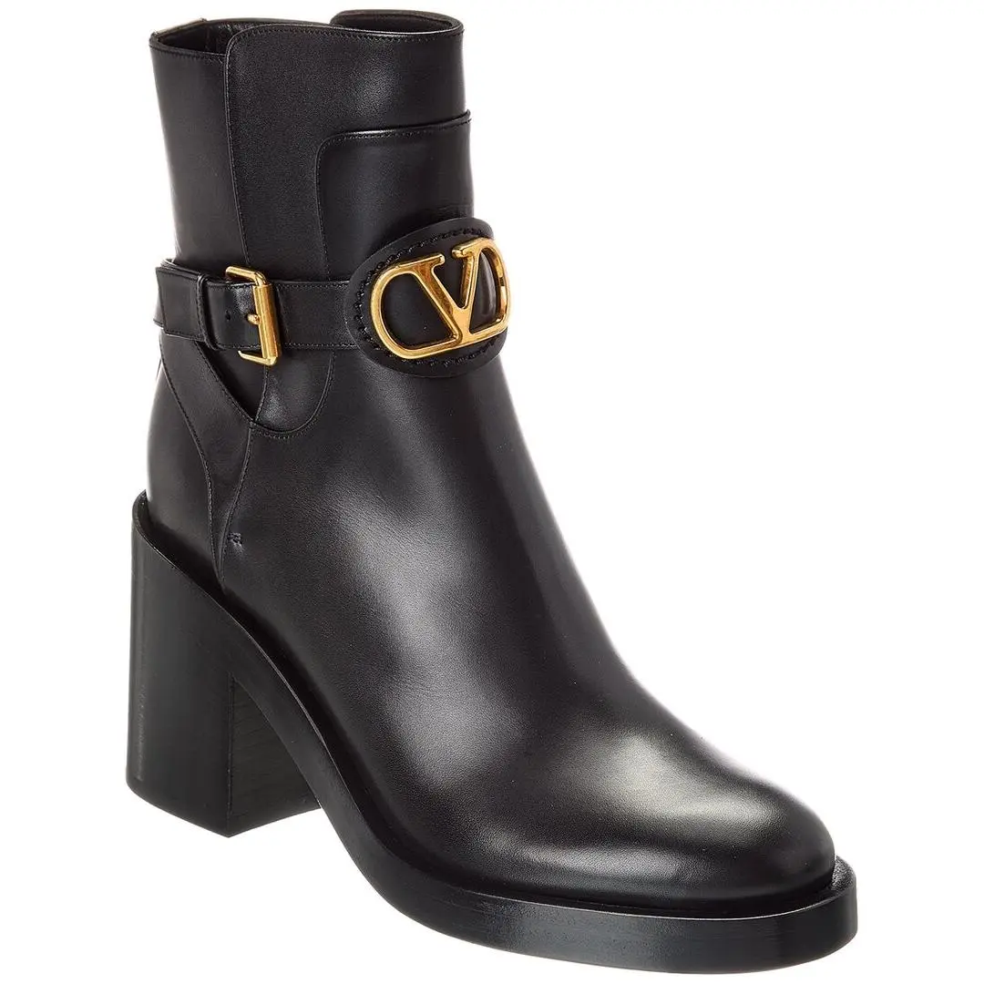 Valentino Vlogo 70 Leather Boot Women`s Black 40