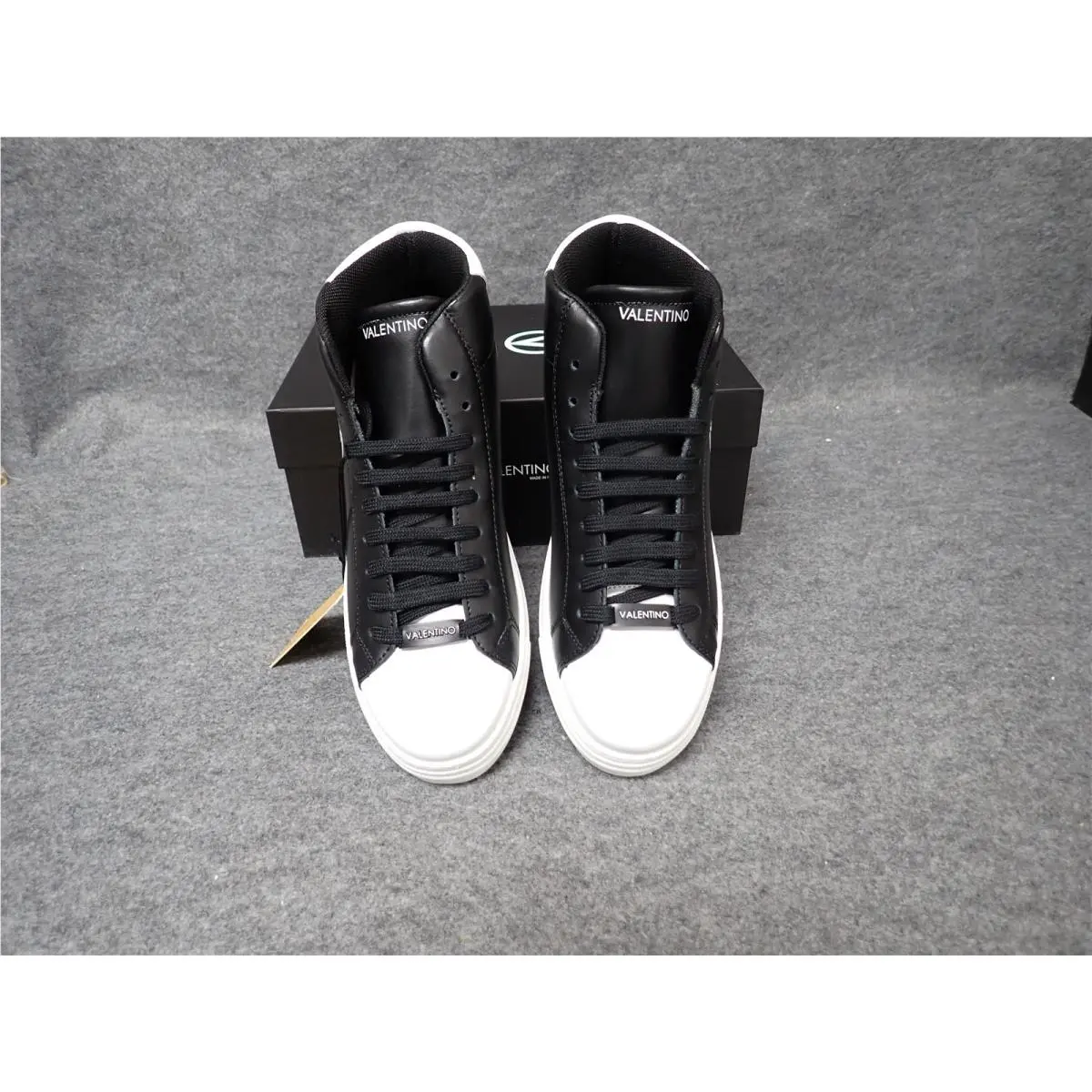 Valentino Petra BK Italian Leather Sneaker Black White Women`s 7.5 SS84