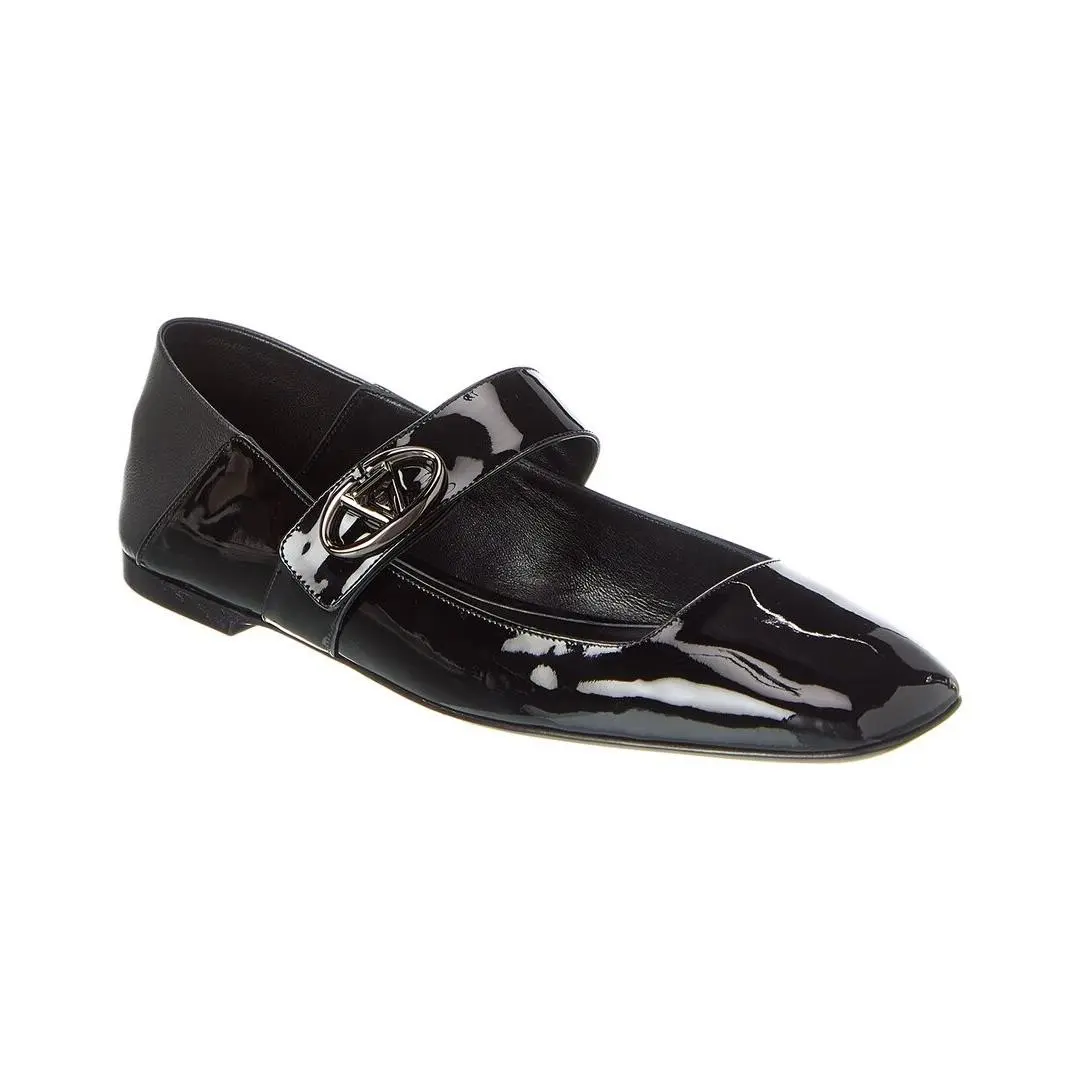 Valentino Vlogo Locker Patent Flat Women`s Black 37