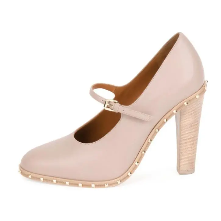 Valentino D3451 Soul Rockstud Mary Jane Pump Women`s Size 10 US /4 0.5 EU - Taupe