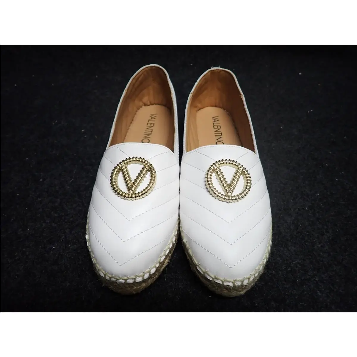 Women`s Valentino Guendalina Italian Leather Flats US8 White SS35