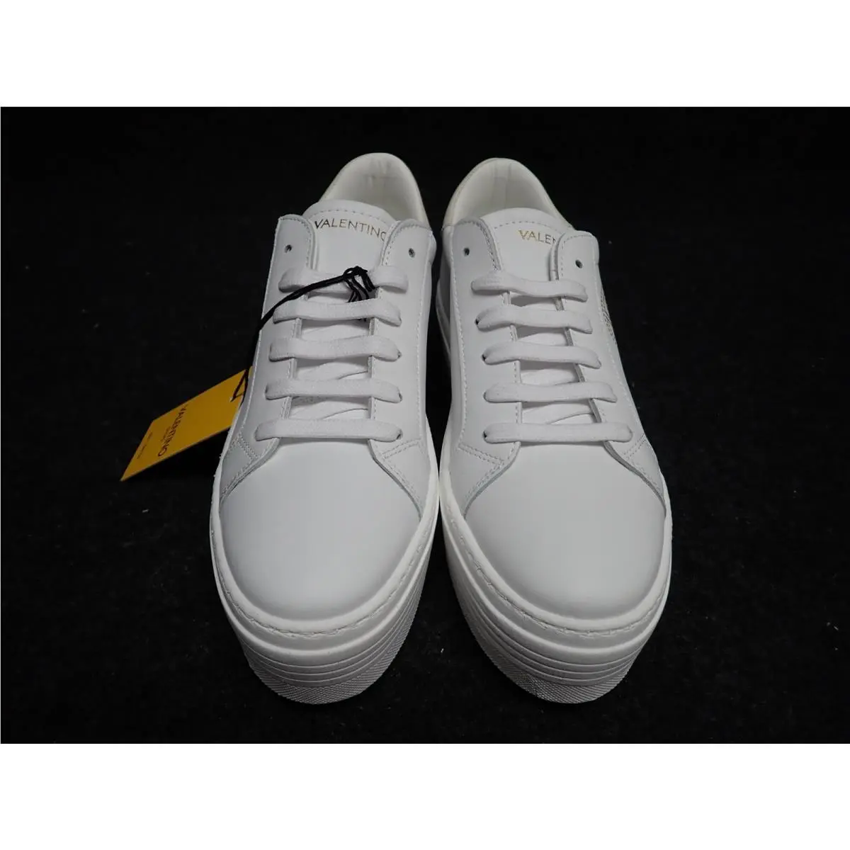 Women`s Valentino Serena ItalianLeatherPlatformSneakersUS7.5WhiteCream SS40