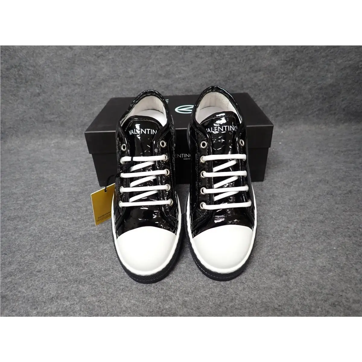 Valentino Primula Patent Two Tone Sneaker Black Women`s Size 6 SS73