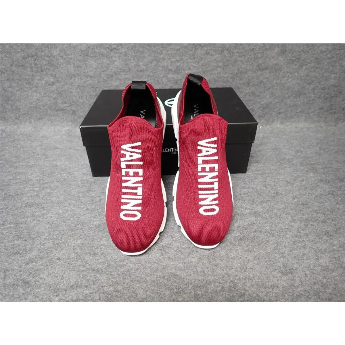 Valentino Queenie Logo Slip On Sneaker Bordeaux Women`s Size 8 SS93
