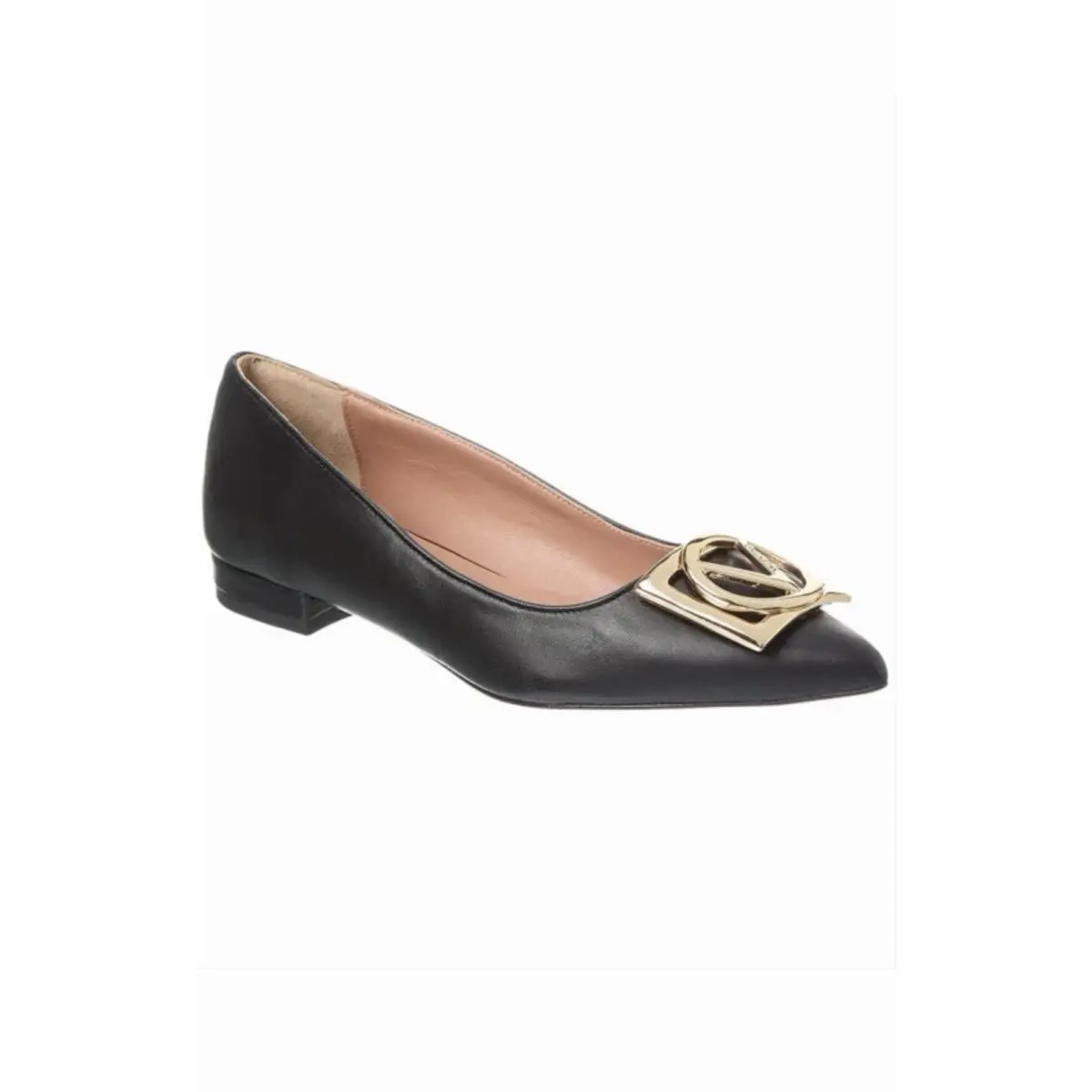 Valentino By Mario Valentino Flora Leather Pointed Black Leather Flats. Size 7