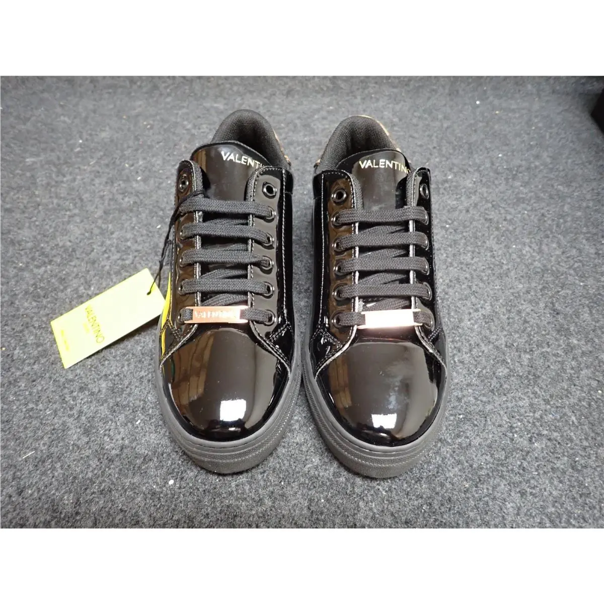 Women`s Valentino Petra Italian Leather Sneakers US6 Black BR17