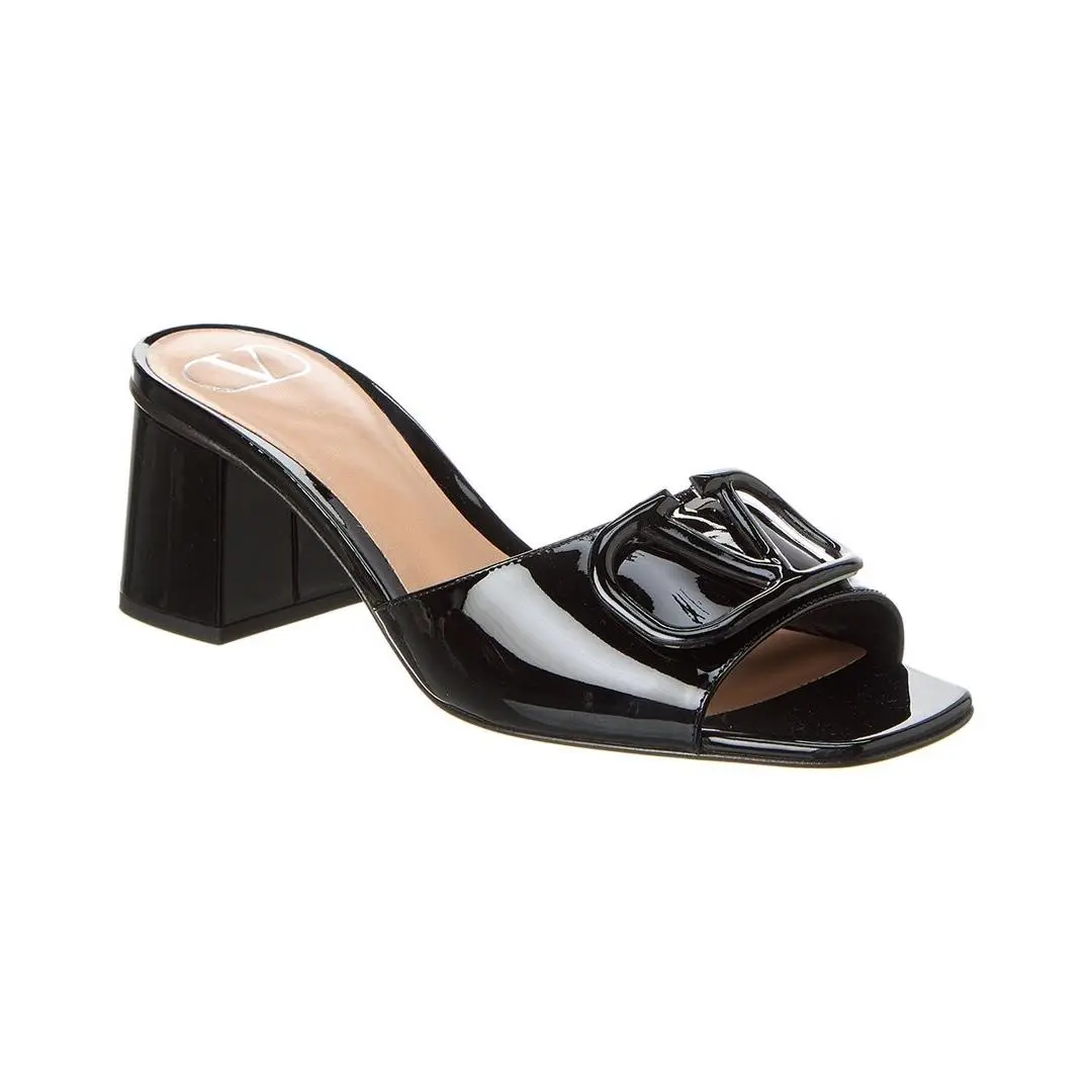 Valentino Vlogo 60 Patent Sandal Women`s Black 40