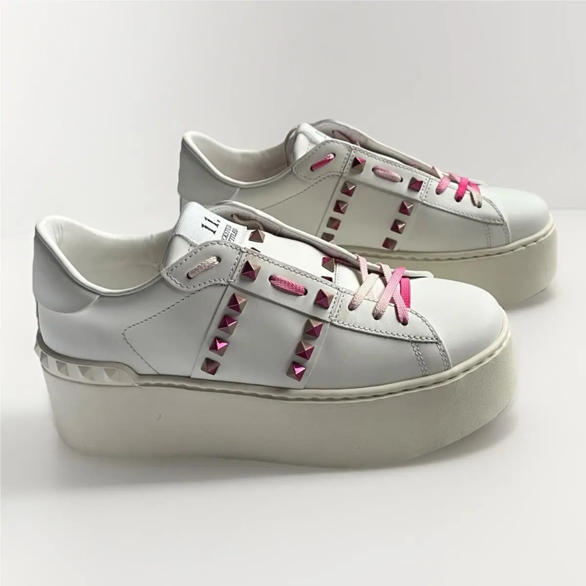 Valentino Garavani Rockstud Untitled Platform White Leather Sneakers EU 38