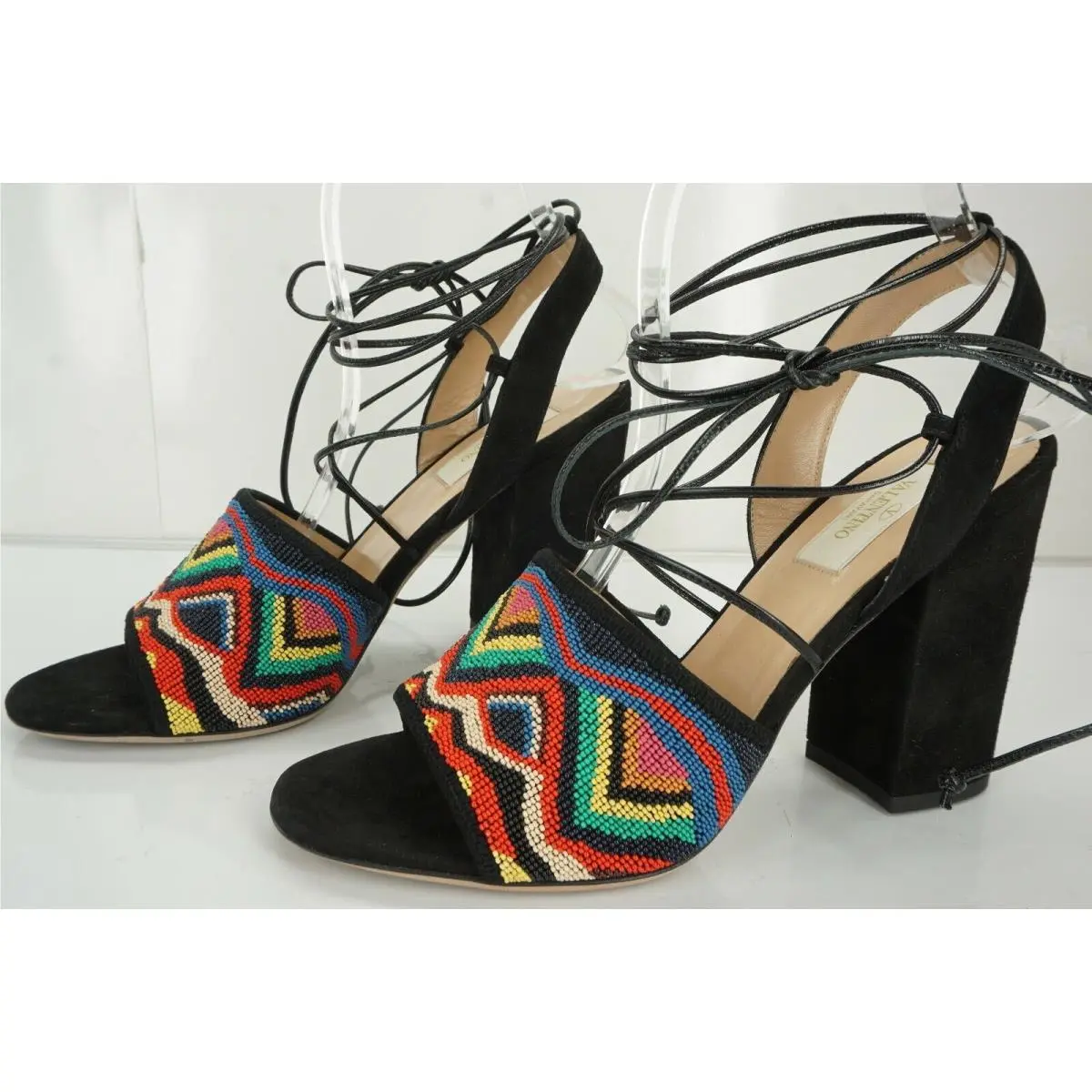 Valentino shoes - Rockstud Espadrille Wedge Sandals - Rockstud Espadrille Wedge Sandals - Multicolor /Nero - Black (UPC: 8056687237255) 10