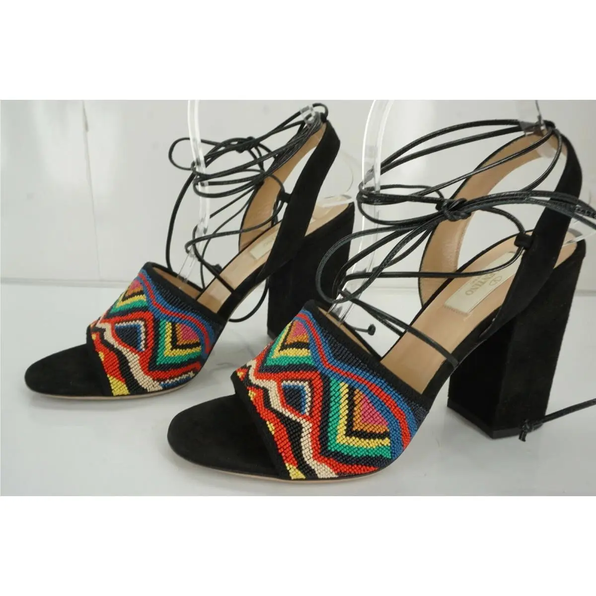 Valentino shoes - Rockstud Espadrille Wedge Sandals - Rockstud Espadrille Wedge Sandals - Multicolor /Nero - Black (UPC: 8056687237255) 4