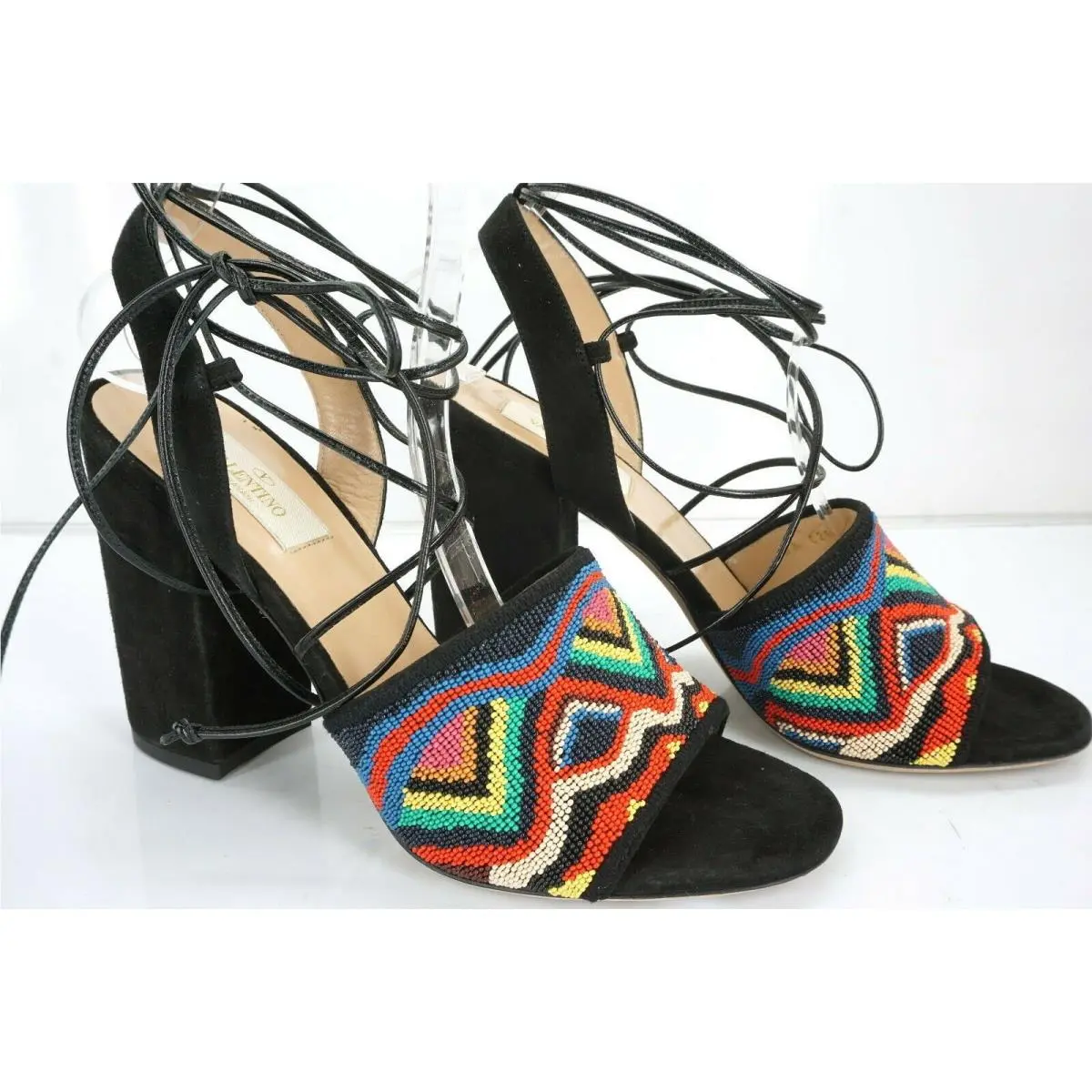 Valentino shoes - Rockstud Espadrille Wedge Sandals - Rockstud Espadrille Wedge Sandals - Multicolor /Nero - Black (UPC: 8056687237255) 5