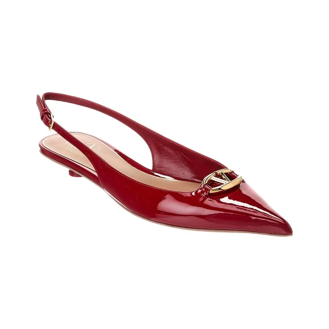 Valentino Vlogo Patent Slingback Flat Women`s Red 36.5