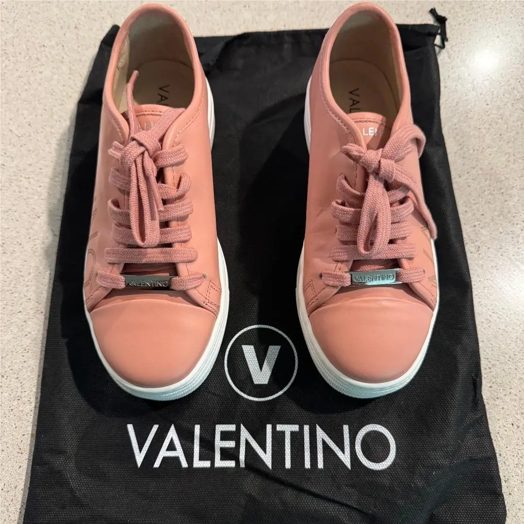 Valentino Dalia Italian Leather Platform Sneakers Women`s Size 6 Pink