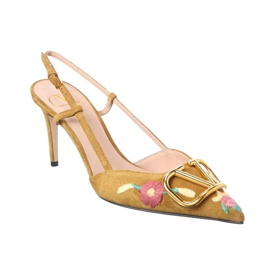 Valentino Vlogo Signature 80 Suede Slingback Pump Women`s Brown 36
