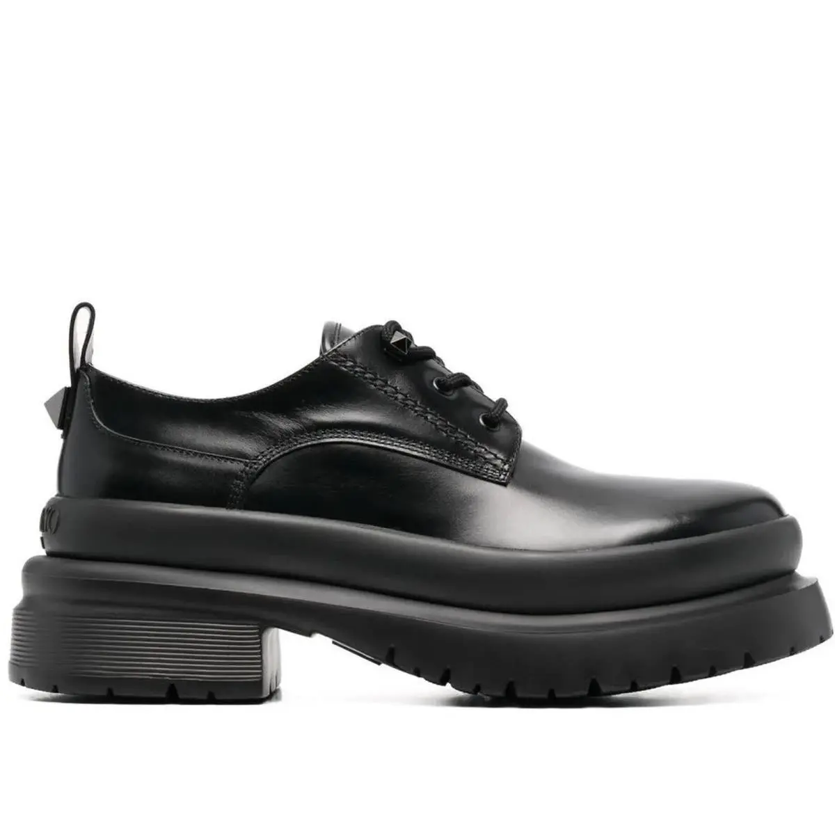 Valentino Garavani Black Roman Stud Calfskin Derby 43.5