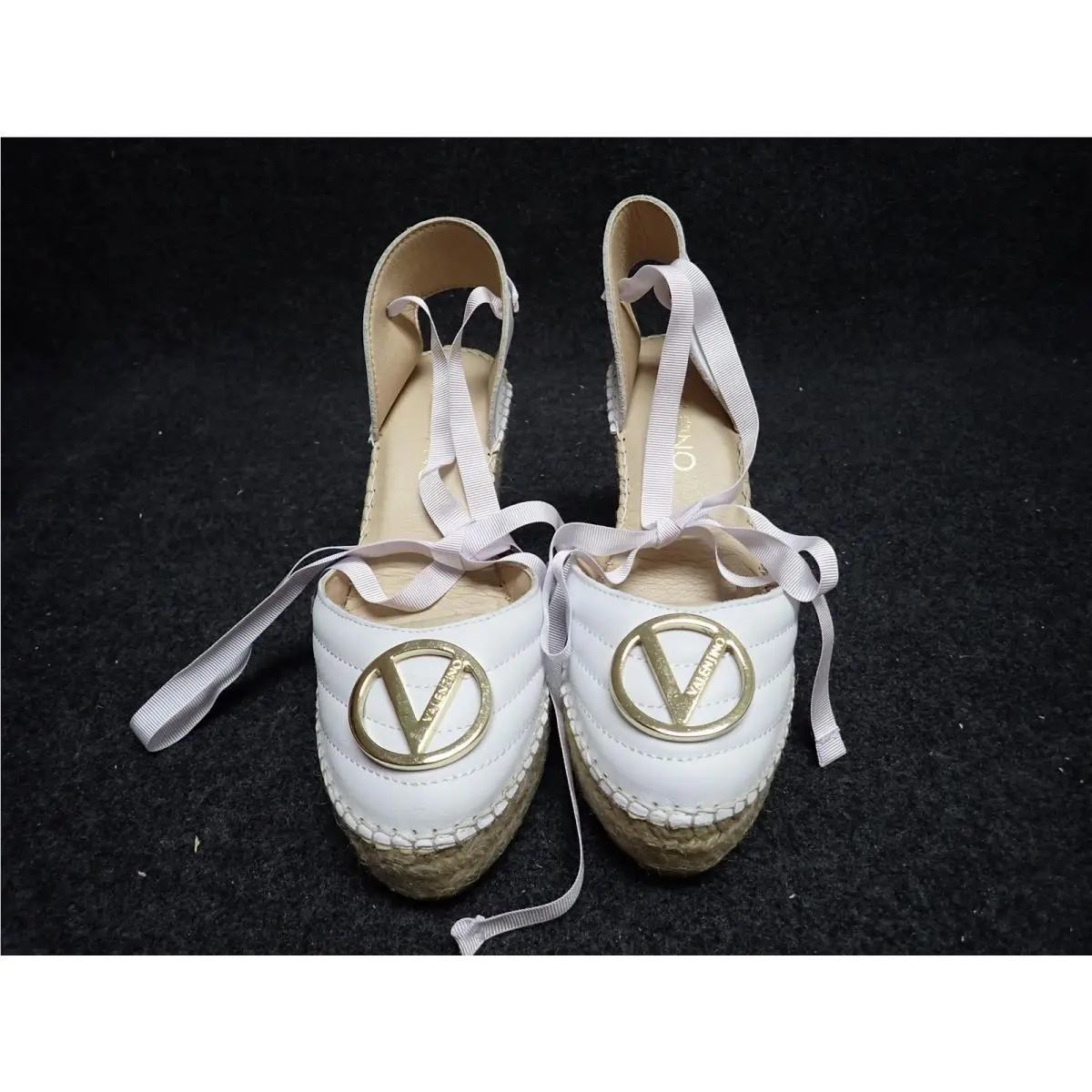 Women`s Valentino Roble Italian Leather Wedges US8 White SS81