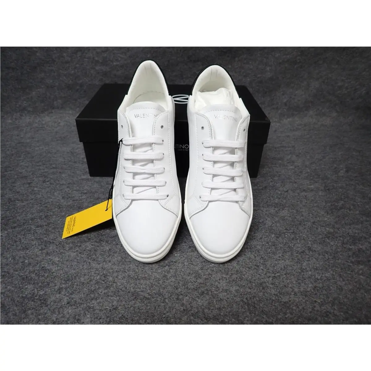 Valentino Petra Italian Leather Sneaker White-black Women`s Size 9 SS54