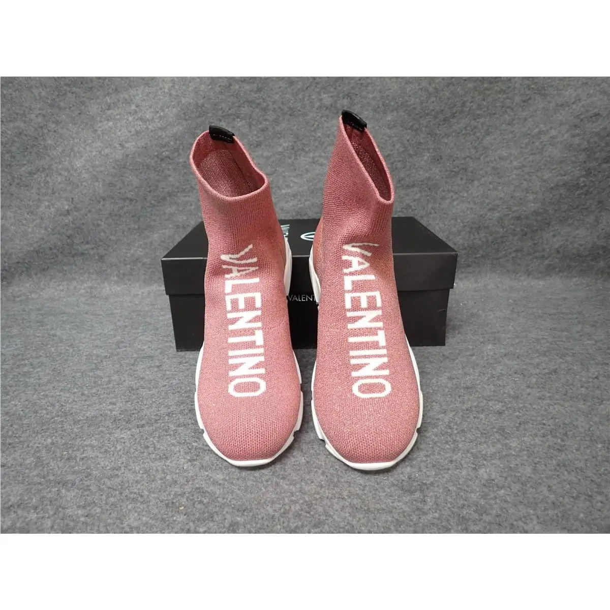 Valentino Melissa Logo Sock Sneakers Pink Women`s Size 7 SS86